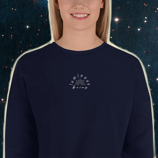 'LUMINOUS BEING' - EMBROIDERED CROP SWEATSHIRT